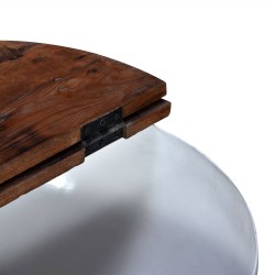 Table basse Bois de récupération massif Blanc Forme de bol 