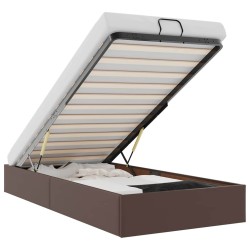 Cadre de lit ottoman sans matelas marron 80x200 cm similicuir 