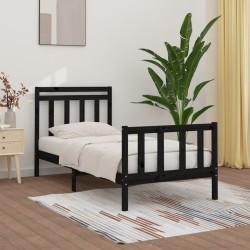 Cadre de lit sans matelas noir bois massif de pin 100x200 cm 