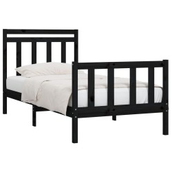 Cadre de lit sans matelas noir bois massif de pin 100x200 cm 