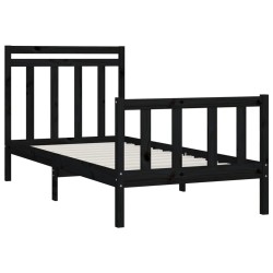 Cadre de lit sans matelas noir bois massif de pin 100x200 cm 