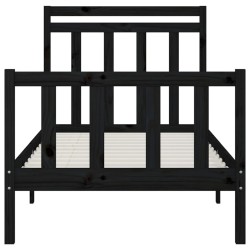Cadre de lit sans matelas noir bois massif de pin 100x200 cm 
