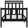 Cadre de lit sans matelas noir bois massif de pin 100x200 cm 