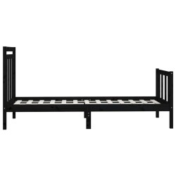 Cadre de lit sans matelas noir bois massif de pin 100x200 cm 
