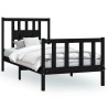 Cadre de lit sans matelas noir bois massif de pin 100x200 cm 