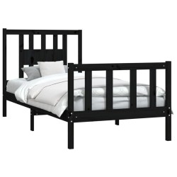 Cadre de lit sans matelas noir bois massif de pin 100x200 cm 