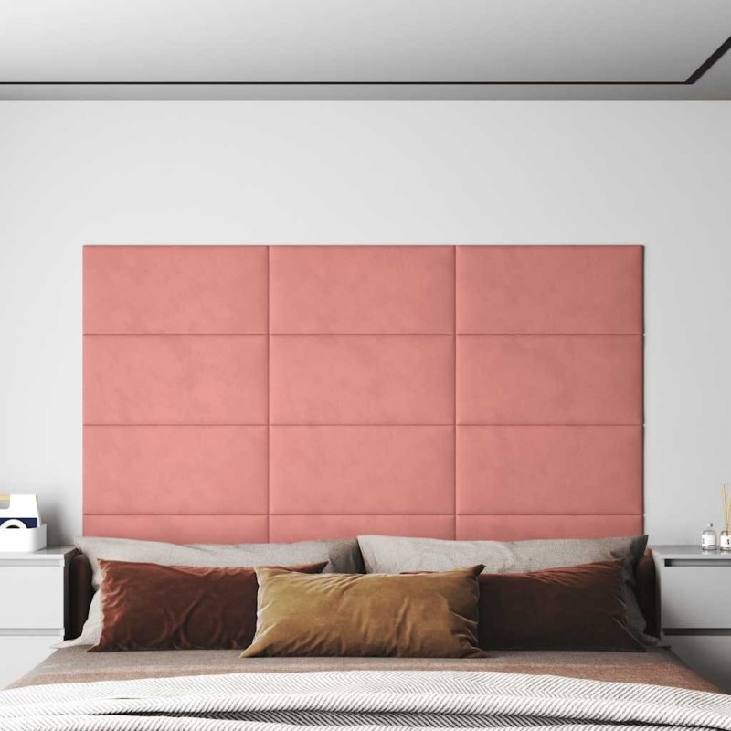 Panneaux muraux 12 pcs Rose 60x30 cm Velours 2,16 m² 