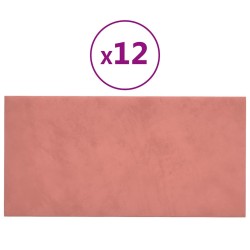 Panneaux muraux 12 pcs Rose 60x30 cm Velours 2,16 m² 