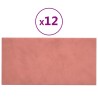 Panneaux muraux 12 pcs Rose 60x30 cm Velours 2,16 m² 