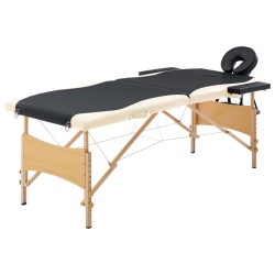 Table de massage pliable 2 zones Bois Noir et beige 