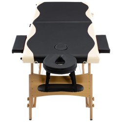 Table de massage pliable 2 zones Bois Noir et beige 