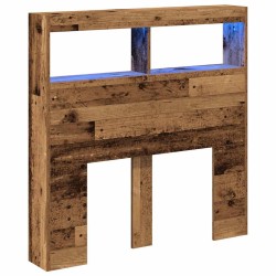 Armoire tête de lit avec LED vieux bois 100x17x102 cm 