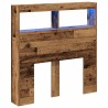 Armoire tête de lit avec LED vieux bois 100x17x102 cm 
