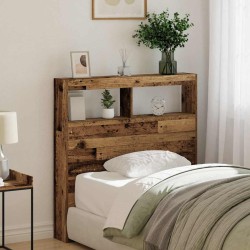 Armoire tête de lit avec LED vieux bois 100x17x102 cm 