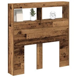 Armoire tête de lit avec LED vieux bois 100x17x102 cm 