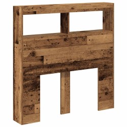 Armoire tête de lit avec LED vieux bois 100x17x102 cm 