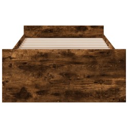 Cadre de lit avec tiroirs sans matelas chêne fumé 90x200 cm 