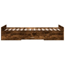 Cadre de lit avec tiroirs sans matelas chêne fumé 90x200 cm 