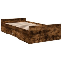 Cadre de lit avec tiroirs sans matelas chêne fumé 90x200 cm 