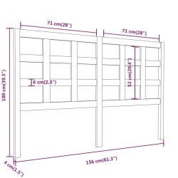 Tête de lit Blanc 156x4x100 cm Bois massif de pin 
