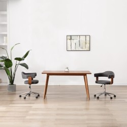 Chaise pivotante à manger Gris Bois courbé et tissu  