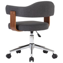 Chaise pivotante à manger Gris Bois courbé et tissu  
