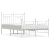 Cadre de lit métal sans matelas et pied de lit blanc 135x190 cm 