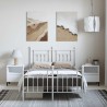 Cadre de lit métal sans matelas et pied de lit blanc 135x190 cm 