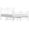Cadre de lit métal sans matelas et pied de lit blanc 135x190 cm 