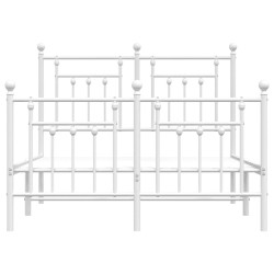 Cadre de lit métal sans matelas et pied de lit blanc 135x190 cm 