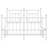 Cadre de lit métal sans matelas et pied de lit blanc 135x190 cm 