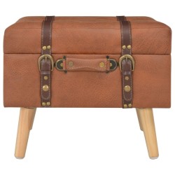 Tabouret de rangement 40 cm marron pâle similicuir 