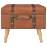 Tabouret de rangement 40 cm marron pâle similicuir 