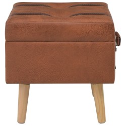Tabouret de rangement 40 cm marron pâle similicuir 