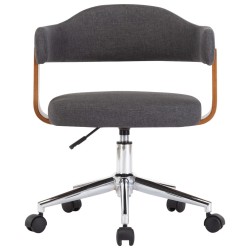 Chaise pivotante de bureau Gris Bois courbé et tissu 