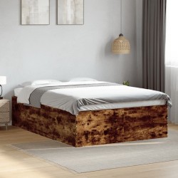 Cadre de lit sans matelas chêne fumé 135x190 cm 