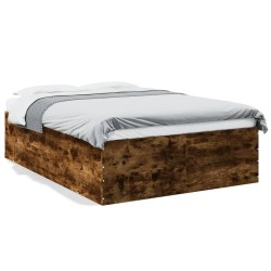 Cadre de lit sans matelas chêne fumé 135x190 cm 