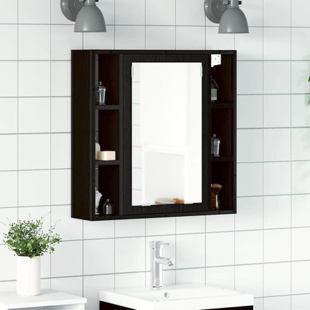Armoire à miroir de salle de bain chêne noir bois ingénierie 