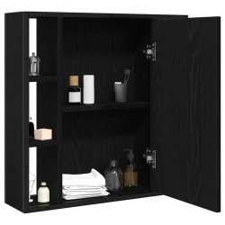 Armoire à miroir de salle de bain chêne noir bois ingénierie 