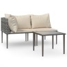 Salon de jardin 3 pcs avec coussins Gris Résine tressée 