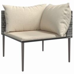 Salon de jardin 3 pcs avec coussins Gris Résine tressée 