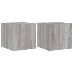 Meubles TV muraux et lumières LED 2pcs sonoma gris 30,5x35x30cm 