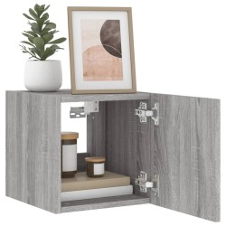 Meubles TV muraux et lumières LED 2pcs sonoma gris 30,5x35x30cm 
