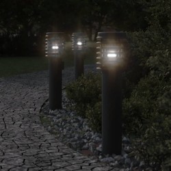 Lampadaires d'extérieur avec sortie 3 pcs noir acier inoxydable 