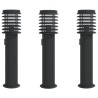 Lampadaires d'extérieur avec sortie 3 pcs noir acier inoxydable 