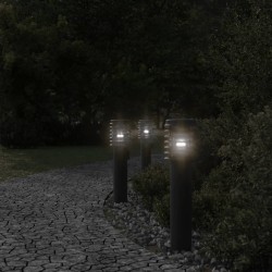 Lampadaires d'extérieur avec sortie 3 pcs noir acier inoxydable 