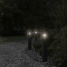 Lampadaires d'extérieur avec sortie 3 pcs noir acier inoxydable 