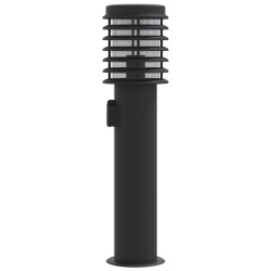 Lampadaires d'extérieur avec sortie 3 pcs noir acier inoxydable 