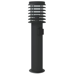 Lampadaires d'extérieur avec sortie 3 pcs noir acier inoxydable 
