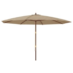 Parasol de jardin avec mât en bois taupe 400x273 cm 